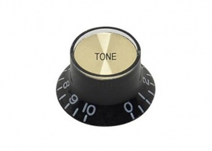 Bell Knob w/Reflector Cap • USA • Black/Gold • Tone