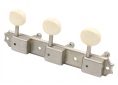 3x3 On-A-Plate Tuners Made In Japan • White Oval Button • Aged Nickel / Relic