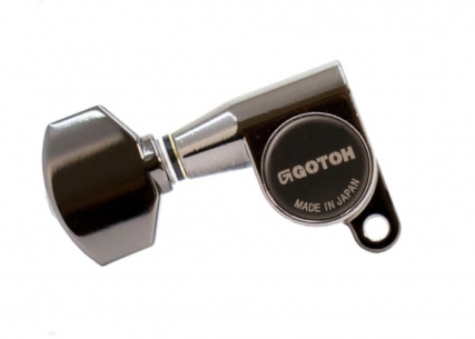 Gotoh® 6-In-Line Tuners • SG360 (Schaller® Style) • Cosmo Black • Small Modern Button • Left Handed