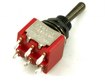 Mini Toggle Switch • 3-Way • On/Off/On • Black